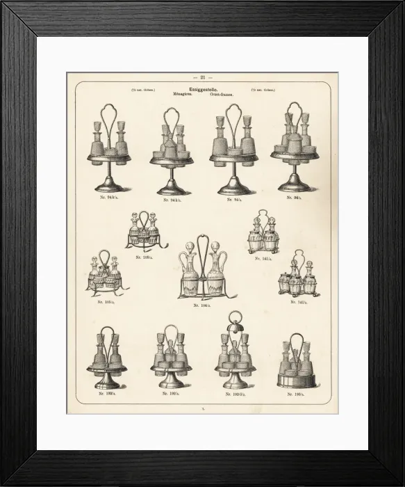 Framed Print : Cruet frames in wire and glass Framed Print : Cruet frames in wire and glass