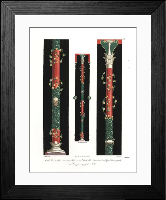 Framed Print : Wall paintings of decorated columns from Pompeii Framed Print : Wall paintings of decorated columns from Pompeii