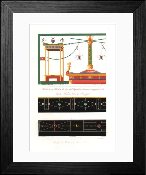 Framed Print : Antique wall paintings and skirting boards, Pompeii Framed Print : Antique wall paintings and skirting boards, Pompeii
