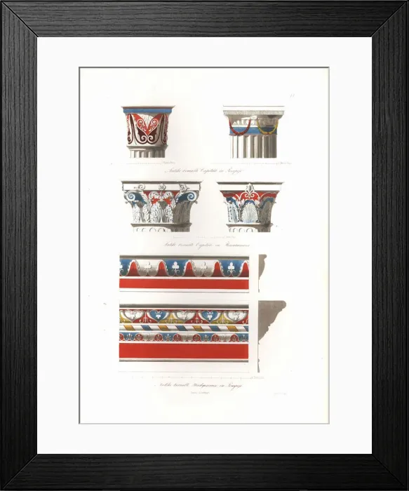 Framed Print : Antique painted capitals and cornice Framed Print : Antique painted capitals and cornice