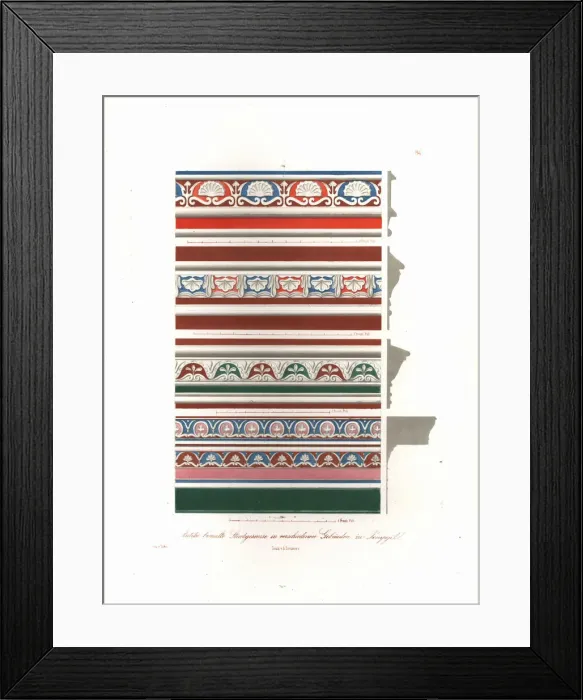 Framed Print : Antique painted stucco cornices from buildings in Pompeii Framed Print : Antique painted stucco cornices from buildings in Pompeii
