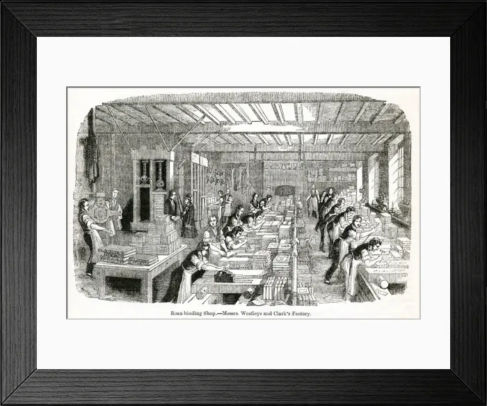 Framed Print : Scene in a bookbinding workshop, City of London Framed Print : Scene in a bookbinding workshop, City of London