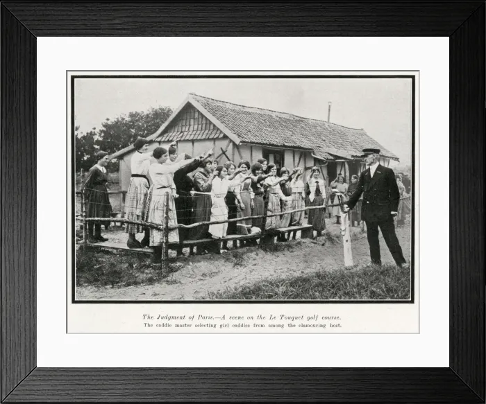 Framed Print : Caddie master selecting girl caddies at Le Touquet, 1914 Framed Print : Caddie master selecting girl caddies at Le Touquet, 1914