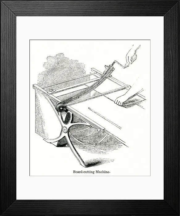 Framed Print : Board cutting in a bookbinding workshop, City of London Framed Print : Board cutting in a bookbinding workshop, City of London