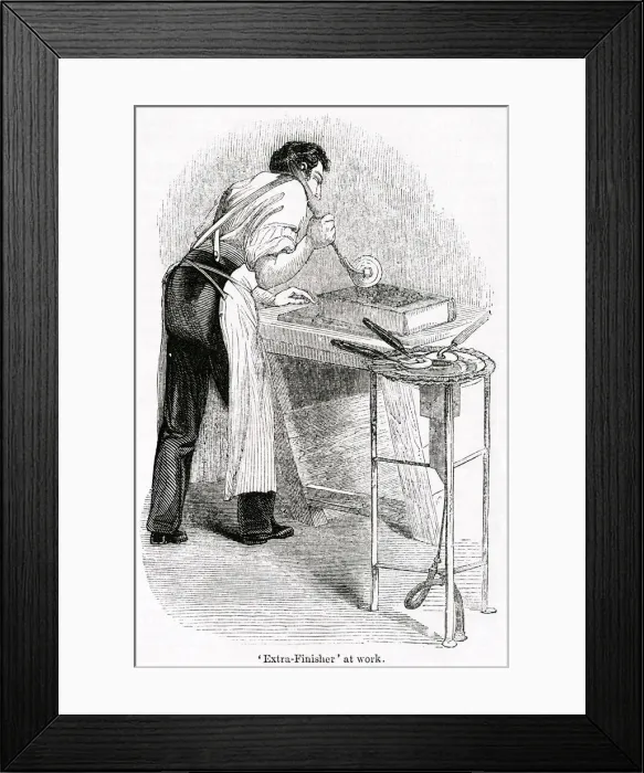 Framed Print : Scene in a bookbinding workshop, City of London Framed Print : Scene in a bookbinding workshop, City of London