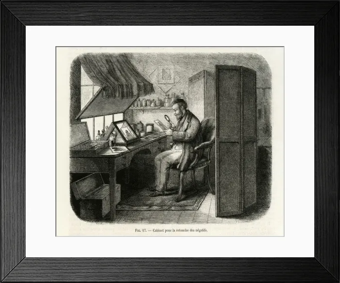 Framed Print : Retouching photographic negatives Framed Print : Retouching photographic negatives