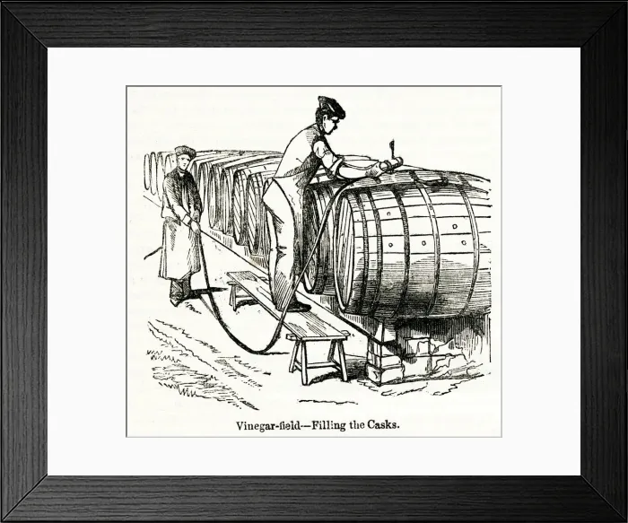 Framed Print : Scene inside a vinegar and wine factory, South London Framed Print : Scene inside a vinegar and wine factory, South London