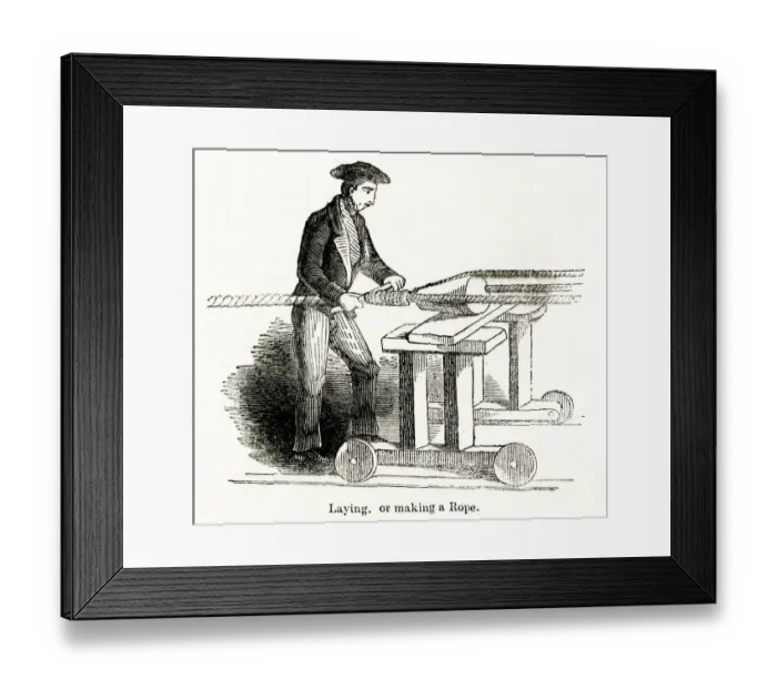 Framed Print : Rope laying at a rope and sail cloth factory, East London Framed Print : Rope laying at a rope and sail cloth factory, East London