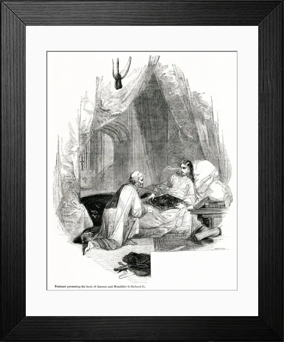 Framed Print : Jean Froissart presenting book to King Richard II Framed Print : Jean Froissart presenting book to King Richard II