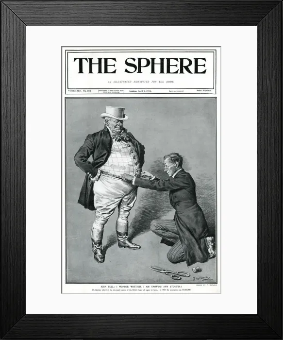 Framed Print : 1911 Census - John Bull being measured Framed Print : 1911 Census - John Bull being measured