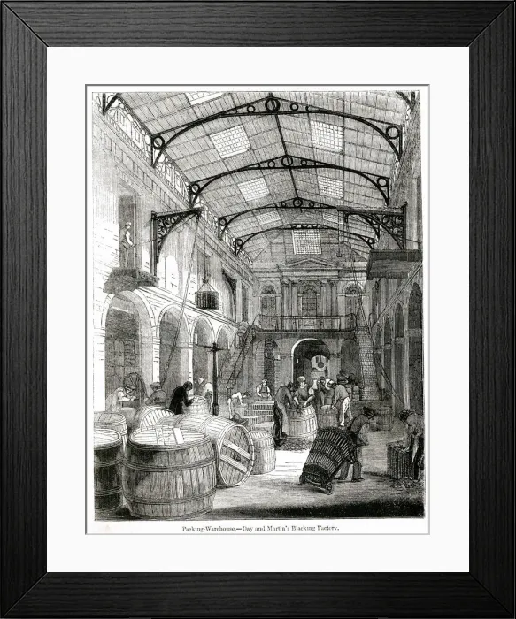 Framed Print : Scene inside a blacking factory, Holborn, London Framed Print : Scene inside a blacking factory, Holborn, London
