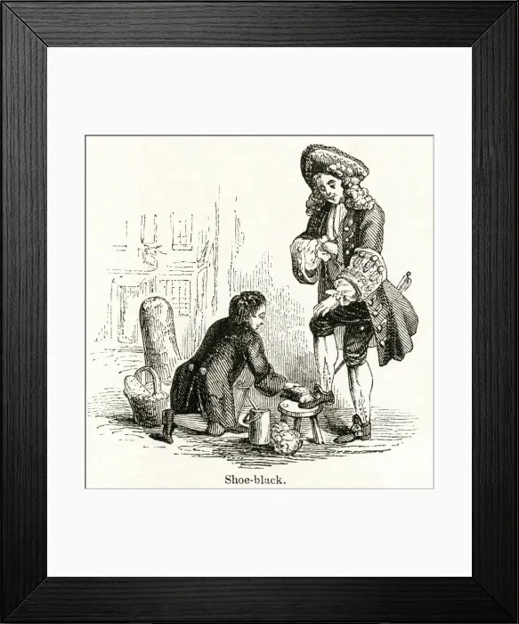 Framed Print : Shoe black (shoeshine boy) and client