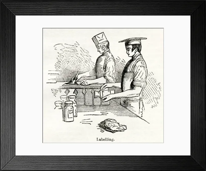 Framed Print : Scene inside a blacking factory, Holborn, London Framed Print : Scene inside a blacking factory, Holborn, London