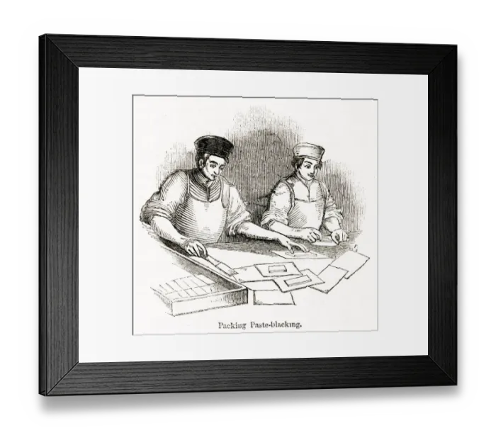 Framed Print : Scene inside a blacking factory, Holborn, London Framed Print : Scene inside a blacking factory, Holborn, London