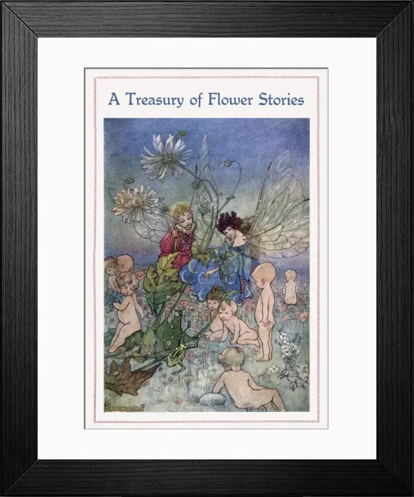 Framed Print : Dust Jacket for A Treasury of Flower Stories Framed Print : Dust Jacket for A Treasury of Flower Stories