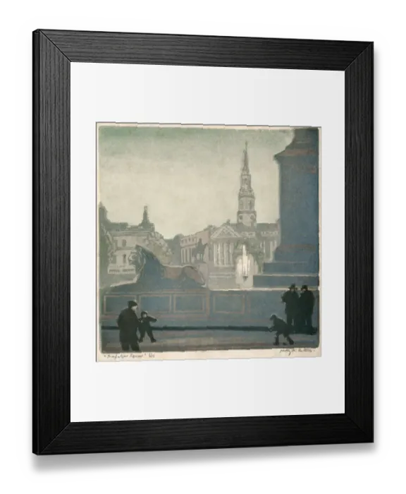 Framed Print : Colour Woodcut print of Trafalgar Square, London Framed Print : Colour Woodcut print of Trafalgar Square, London