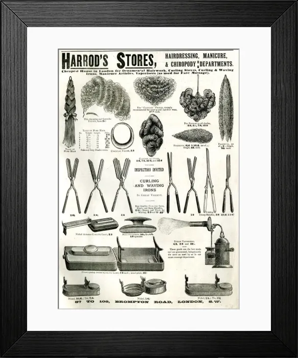 Framed Print : Harrods advert, Hairdressing, Manicure and Chiropody Framed Print : Harrods advert, Hairdressing, Manicure and Chiropody
