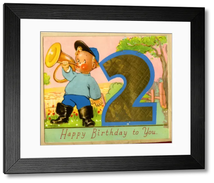 Framed Print : Birthday Card, 2 Years Old, Little Boy Blue Framed Print : Birthday Card, 2 Years Old, Little Boy Blue