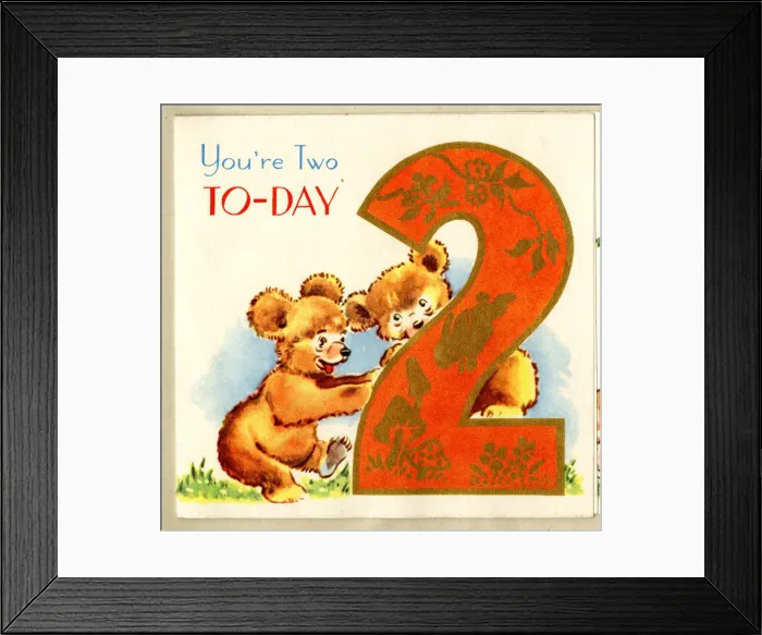 Framed Print : Birthday Card, You re Two Today, Bear Cubs Framed Print : Birthday Card, You re Two Today, Bear Cubs