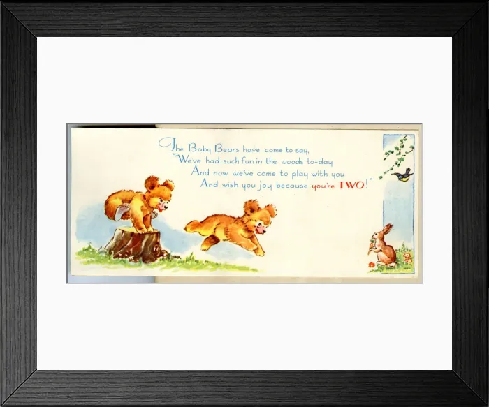 Framed Print : Birthday Card, You re Two Today, Bear Cubs Framed Print : Birthday Card, You re Two Today, Bear Cubs