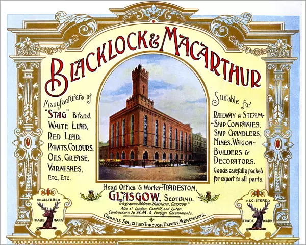 Advert, Blacklock & Macarthur, Glasgow, Scotland