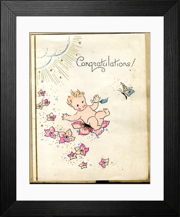 Framed Print : Congratulations card, Arrival of New Baby Framed Print : Congratulations card, Arrival of New Baby