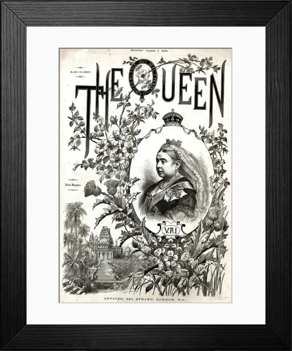 Framed Print : Cover design, The Queen magazine, August 1889 Framed Print : Cover design, The Queen magazine, August 1889