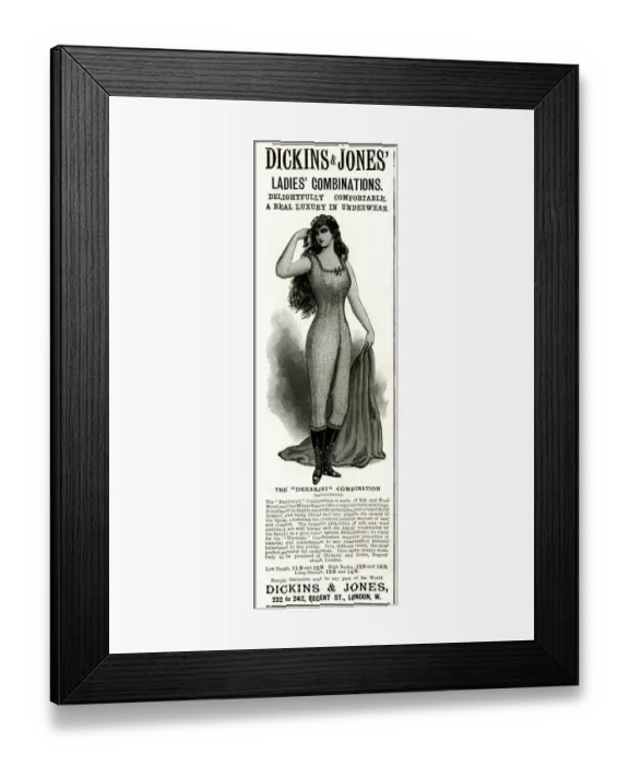 Framed Print : Advert, Dickins & Jones, Ladies Combinations Framed Print : Advert, Dickins & Jones, Ladies Combinations