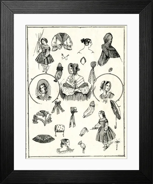 Framed Print : Early Victorian womens fashions Framed Print : Early Victorian womens fashions