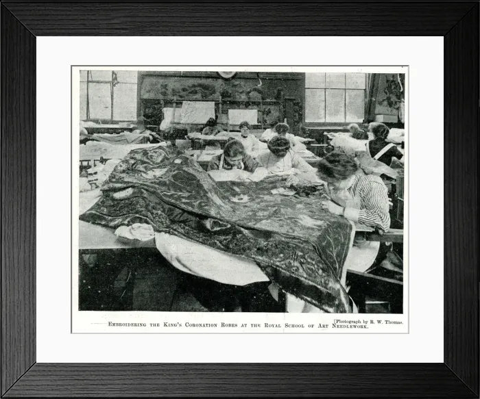 Framed Print : Embroidering King Edward VIIs Coronation Robes Framed Print : Embroidering King Edward VIIs Coronation Robes