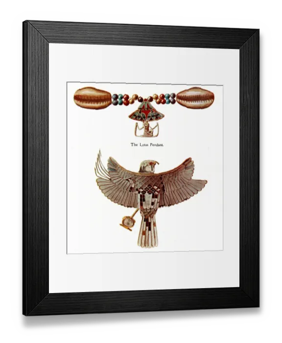 Framed Print : Ancient Egyptian Jewellery - Lotus Pendant, Hawk Framed Print : Ancient Egyptian Jewellery - Lotus Pendant, Hawk