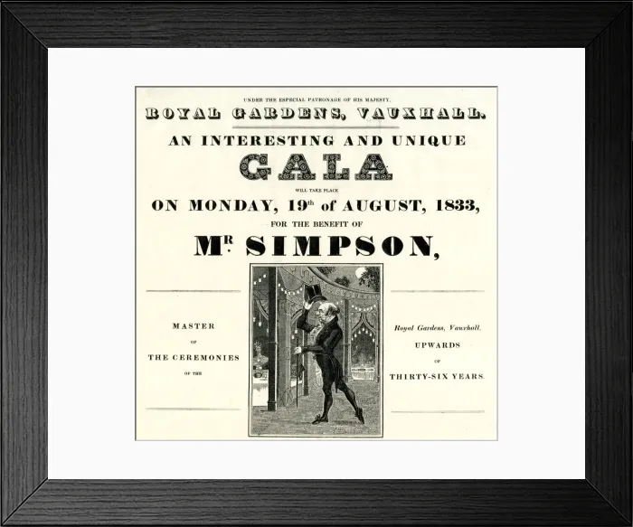 Framed Print : Advert, Gala for Benefit of Mr Simpson Framed Print : Advert, Gala for Benefit of Mr Simpson