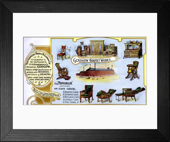 Framed Print : Advert, Glasgow Cabinet Works, Glasgow, Scotland Framed Print : Advert, Glasgow Cabinet Works, Glasgow, Scotland