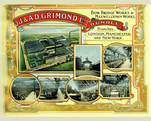 Advert, J & A D Grimond, Weavers and Spinners, Dundee