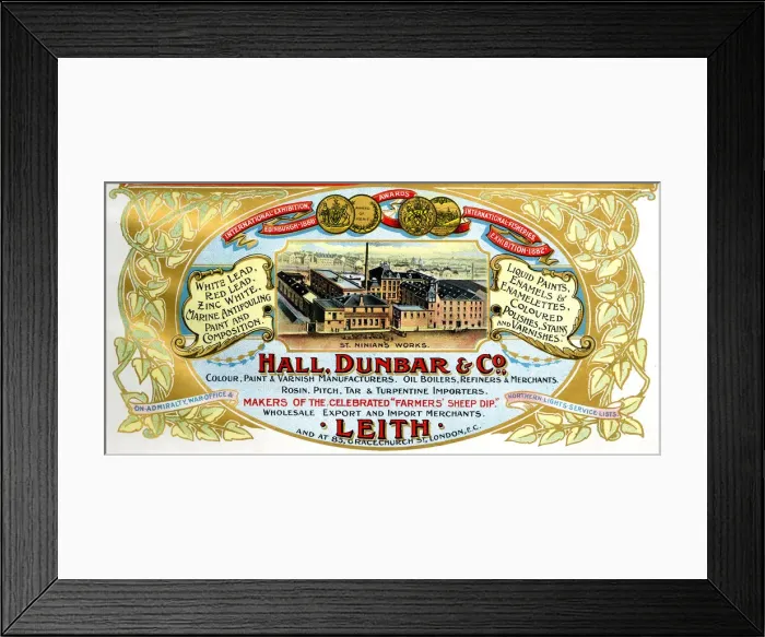 Framed Print : Advert, Hall, Dunbar & Co, Paint and Polishes, Leith Framed Print : Advert, Hall, Dunbar & Co, Paint and Polishes, Leith