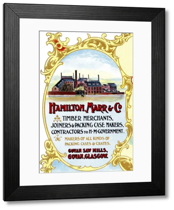 Framed Print : Advert, Hamilton, Marr & Co, Timber Merchants, Glasgow Framed Print : Advert, Hamilton, Marr & Co, Timber Merchants, Glasgow
