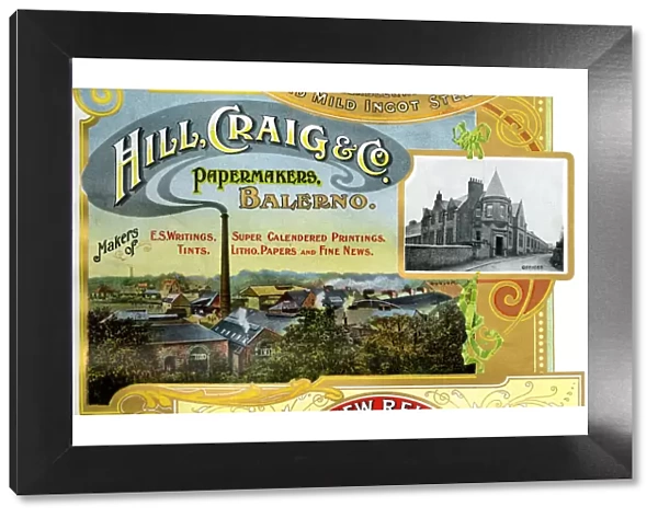 Advert, Hill, Craig & Co, Papermakers, Balerno, Scotland