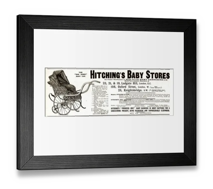 Framed Print : Advert, Hitchings Baby Stores, Ludgate Hill, London Framed Print : Advert, Hitchings Baby Stores, Ludgate Hill, London