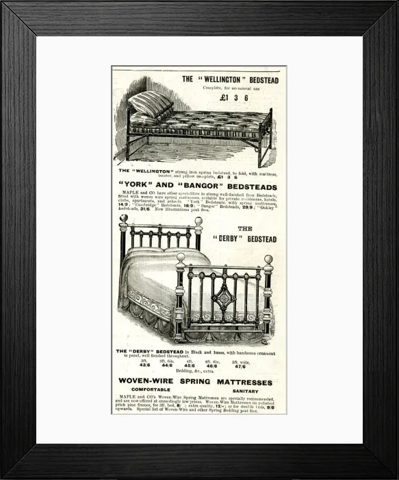 Framed Print : Advert, Maple and Co, beds Framed Print : Advert, Maple and Co, beds