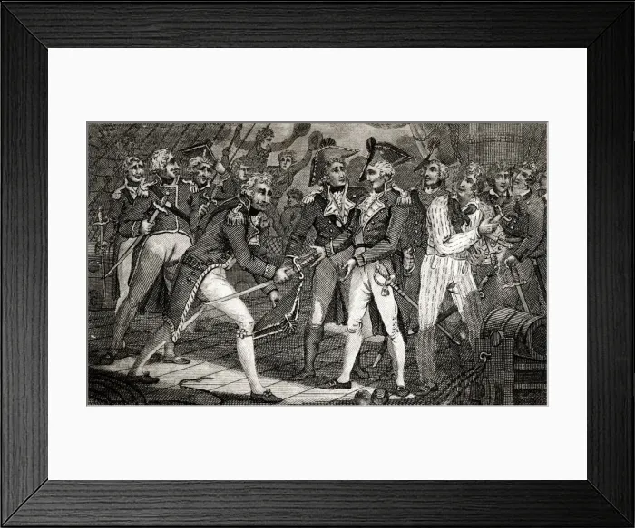 Framed Print : Nelson receiving the swords of the vanquished Spaniards Framed Print : Nelson receiving the swords of the vanquished Spaniards