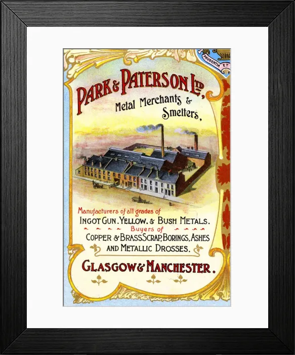 Framed Print : Advert, Park & Paterson Ltd, Metal Merchants, Glasgow Framed Print : Advert, Park & Paterson Ltd, Metal Merchants, Glasgow