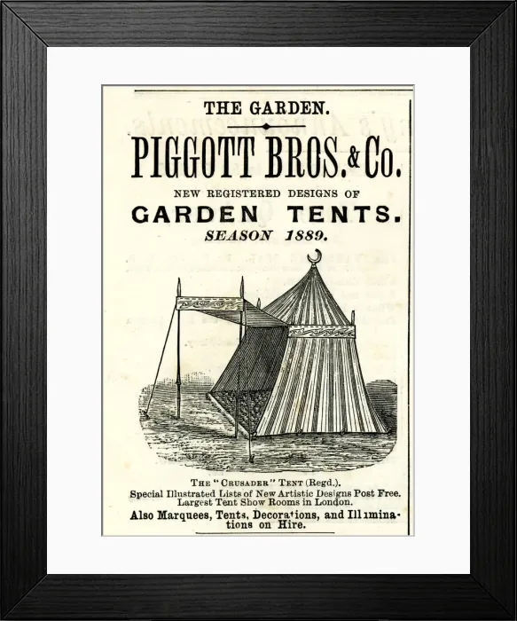 Framed Print : Advert, Piggott Bros & Co, Garden Tents Framed Print : Advert, Piggott Bros & Co, Garden Tents