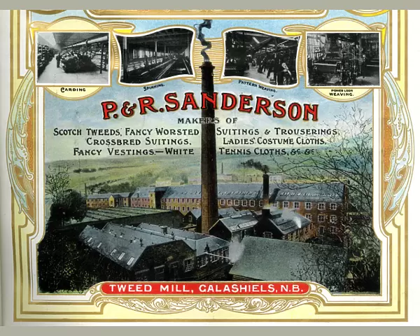 Advert, P & R Sanderson, Tweed Mill, Galashiels, Scotland