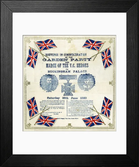 Framed Print : Souvenir handkerchief, Garden Party of VC Heroes Framed Print : Souvenir handkerchief, Garden Party of VC Heroes