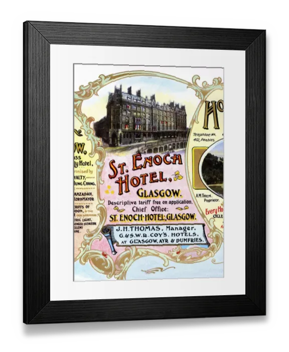 Framed Print : Advert, St Enoch Hotel, Glasgow, Scotland Framed Print : Advert, St Enoch Hotel, Glasgow, Scotland