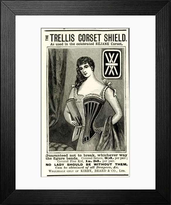 Framed Print : Advert, Trellis Corset Shield Framed Print : Advert, Trellis Corset Shield