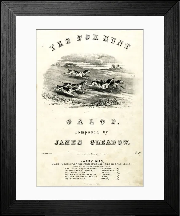 Framed Print : Music cover, The Fox Hunt Galop, by James Gleadow Framed Print : Music cover, The Fox Hunt Galop, by James Gleadow