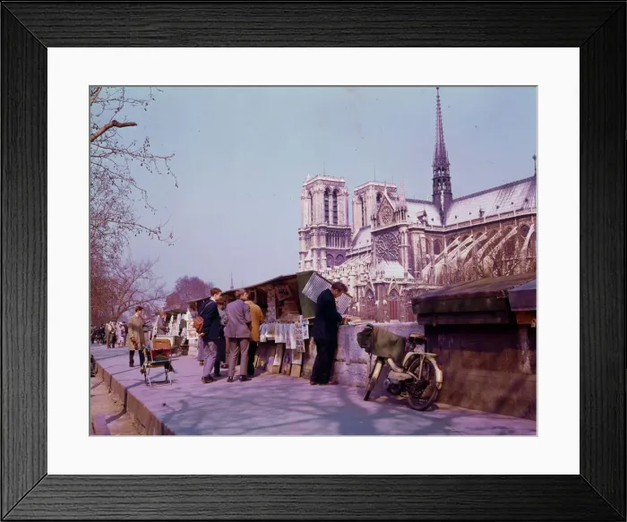 Framed Print : Browsing among the bouquinistes - Paris quais and Notre Dame Framed Print : Browsing among the bouquinistes - Paris quais and Notre Dame