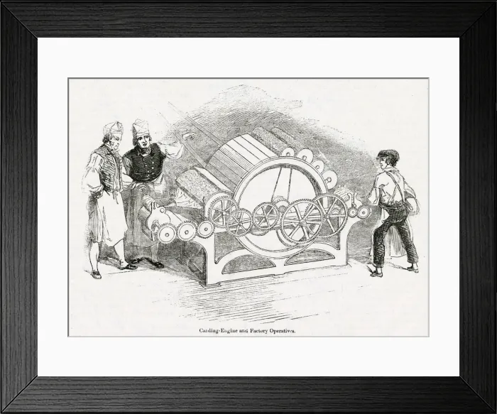 Framed Print : Carding machine in a Lancashire cotton mill Framed Print : Carding machine in a Lancashire cotton mill