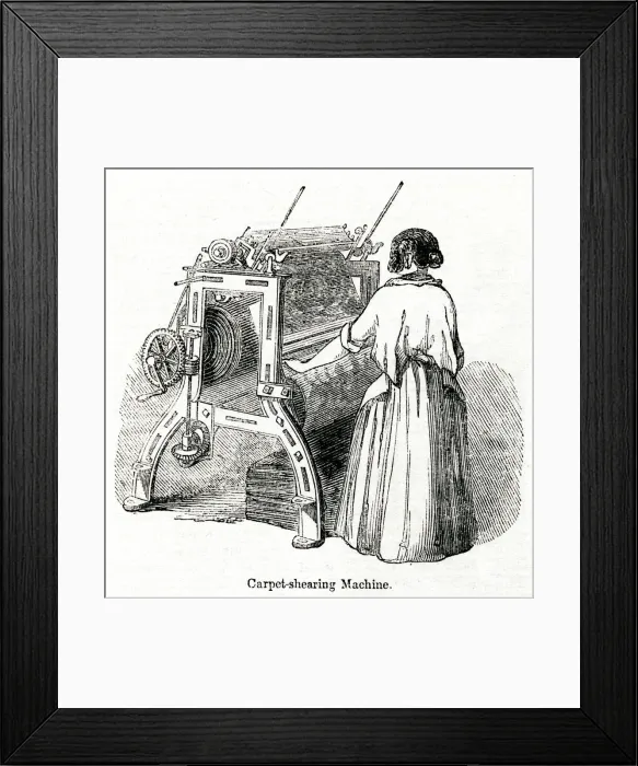 Framed Print : Carpet shearing machine in a Glasgow carpet factory Framed Print : Carpet shearing machine in a Glasgow carpet factory